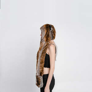 TX9214 겨울 만화 가짜 모피 토끼 모자 Pom 양모 장갑과 귀 스카프 긴 귀 동물 고로 발 비치웨어 - Product Image 5