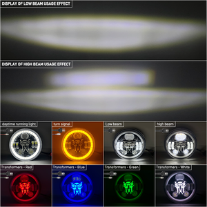 HYNBYZJ para Jeep Wrangler JK <span class=keywords><strong>Lada</strong></span> <span class=keywords><strong>Niva</strong></span>, Faro LED Redondo de 7 Pulgadas, Luz de Coche con Halo, Ojos de Ángel, DRL, Señal de Giro Ámbar, Lámpara Delantera - Product Image 2