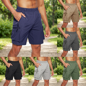 Shorts cargo décontractés pour hommes en polyester/spandex respirant, anti-plis, taille élastique, multi-poches, grandes tailles, fabriqués au Bangladesh - Product Image 3