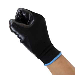 Guantes de Trabajo de Poliéster Negro Duraderos con Recubrimiento de Nitrilo en la Palma, Antideslizantes, Flexibles y Transpirables para Seguridad Industrial - Product Image 5