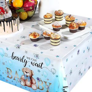 Nappe de table en plastique motif ours pour baby shower, nappe « We Can Bearly Wait » pour fête d'anniversaire et révélation du sexe - Product Image 4