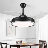 Ventilador de techo decorativo inteligente sin aspas con limpiador de ratán, fuente de luz LED, cubierta de escape de Motor de CC, Kit de fandelier de conversión