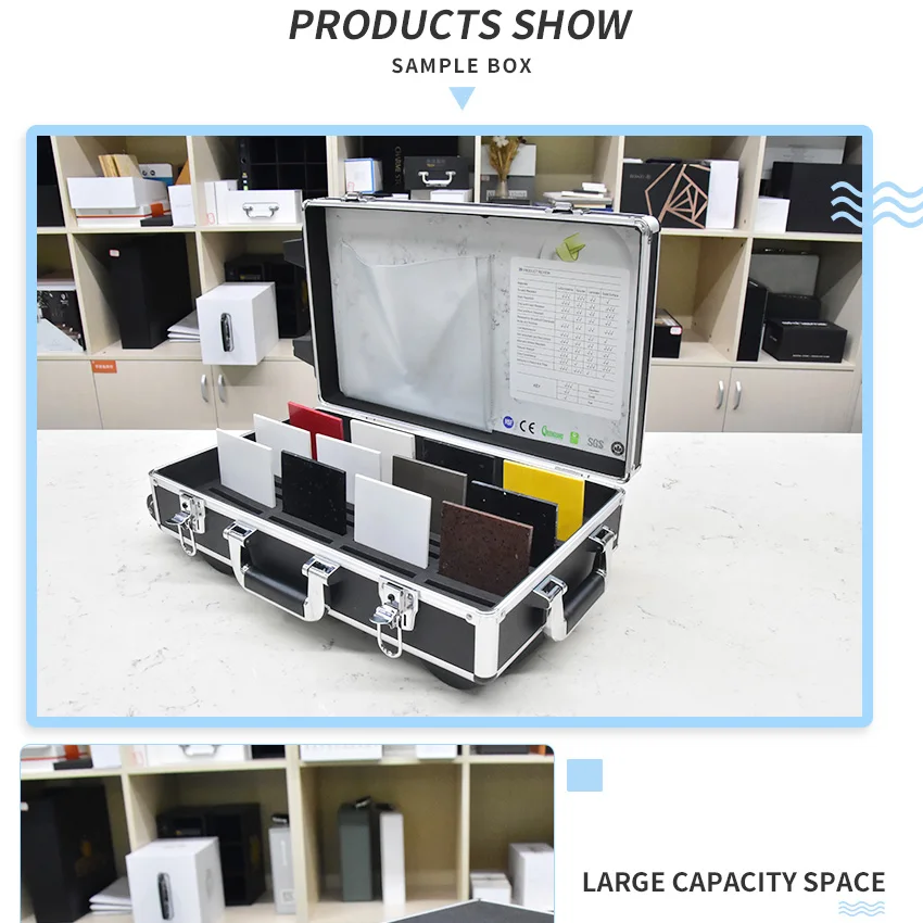 Aluminum Trolley Case Granite Carry Traveling Cases Display Showcase Quartz Ceramic Tile Stone Sample Box Marble Sample Suitcase