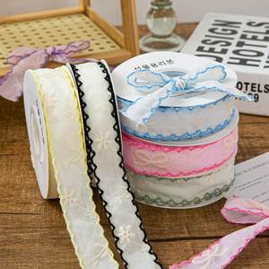 Ruban brodé en tissu de 2,5 cm avec bords ondulés pour accessoires capillaires, nœuds faits main, épingles à cheveux et accessoires vestimentaires - Product Image 3