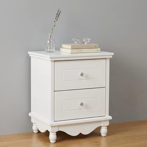 Flat Pack White Kids Nightstand Wooden <b>Bedside</b> Table with <b>Storage</b> Drawers Easy Assemblay Children Furniture - Product Image 1