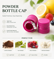 Couvercle doseur de poudre en plastique personnalisé, portable, pour bouteille de boisson, stockage de poudre, distributeur d'assaisonnement, avec ouverture à clapet et trou de tamisage