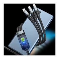 Câble de charge rapide Usb 3 en 1 de voiture universelle multiple transparente chaude pour type-c Android 3in1 câbles de charge de données de tresse en Nylon