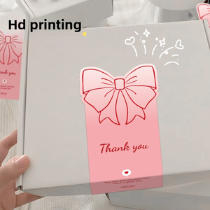 Cute Bow <strong>Thanks</strong> Durable Paper Custom Shape Pink Rose Gift Packaging Decorative Sticker Self-Adhesive Label - Product Image 6