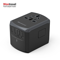 Adaptateur de voyage Wontravel 1840W avec prise secteur 4.5A, double port USB et port Type-C pour ordinateur portable, appareil photo et écouteurs - Chargeur mural universel