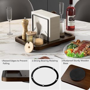 Wooden <b>Rotating</b> Tissue Holder With Condiment Organizer Kitchen Storage <b>Rack</b> For Paper Towel And <b>Spices</b> - Product Image 1