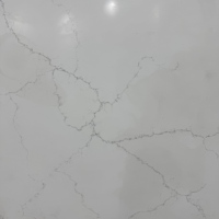 Dalle de quartz aspect marbre artificiel blanc avec veines grises pour comptoirs et revêtements muraux