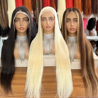 Perruques en cheveux humains péruviens de 30 pouces, vente en gros, perruques lisses HD Full Lace, perruques Lace Front en cheveux humains pour femmes noires