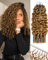Extensions de cheveux bouclés en plumes de Birmanie, 100% cheveux humains vierges brésiliens, couleur naturelle, tresses au crochet, fil invisible, vente en gros