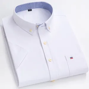 Camicia estiva da uomo taglie forti 7XL a maniche corte in cotone 100% Casual bianco a quadri traspiranti - Product Image 6