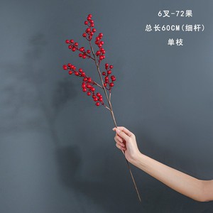 Baies rouges artificielles, fruits de la fortune, 10 cm-30 cm, en plastique, faites à la main, décorations de Noël, de mariage et de maison - Product Image 2