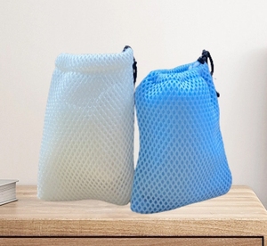 Sacchetti di borsa su misura all'ingrosso della maglia con il cordone, piccola borsa di stoffa, sacchetto di regalo della griglia di colore solido - Product Image 6