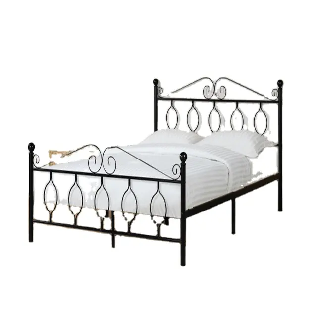 Platform Bed Frame Single Metal Furniture Metal Double Bed Double Metal High Quality Modern Frame Style Simple Black Bedroom
