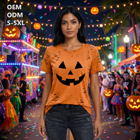 T-shirt de fête d'Halloween pour femme, imprimé visage de citrouille, vêtement de fête des Caraïbes, tenue de carnaval, t-shirt de festival, OEM