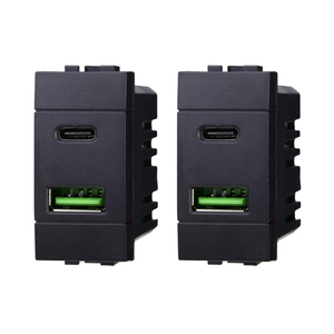 Estación de Carga Gloca de Pared 2 en 1 Tipo A y Tipo C 3.1A para Actualización y Modernización, Plástico Negro - Product Image 1