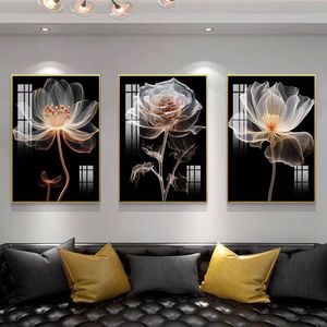 <span class=keywords><strong>Peinture</strong></span> abstraite de luxe moderne en porcelaine de cristal simple canapé fond mural décoratif <span class=keywords><strong>triptyque</strong></span> fleur papier nature morte - Product Image 2