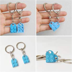<span class=keywords><strong>Porte</strong></span>-clés en forme de cœur assorti pour couple, cadeau pour petit ami, petite amie, Noël, Saint-Valentin, ensemble pour elle et lui, compatible avec <span class=keywords><strong>Lego</strong></span> - Product Image 3