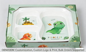 Set in Melamina "Let's Get Wild" Dino |   Vassoio per bambini a 3 sezioni |   Durevole e Leggero |   Incita a mangiare in modo autonomo - Product Image 6