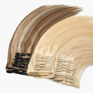 Extensioni per capelli a clip di qualità professionale, 100% Remy europee da un singolo donatore, 7 pezzi, 100g, con doppia trama a macchina, punte piene, aspetto naturale - Product Image 3