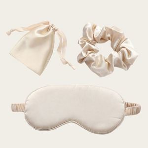 100% Pure Mulberry Eye Mask 22 Momme Adjustable Strap Light Blocking Silk Storage Bag Box for Sleep <b>Travel</b> <b>Gift</b> Set - Product Image 3
