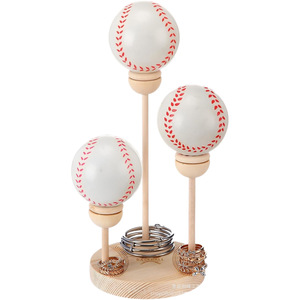 Wooden multi-tiered baseball <b>shelf</b>, <b>desktop</b> baseball and golf ball holder, ring and jewelry rack, ball base rack - Product Image 5