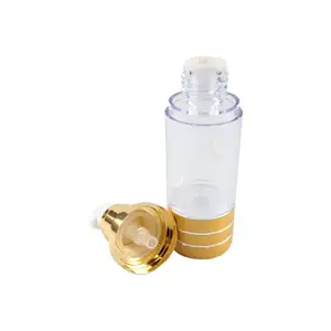 Küçük ve taşıması kolay 2023 metalik havasız pompa şişesi kozmetik ambalaj parlak alüminyum havasız vakum pompa şişesi