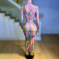 Novance Y4052 robe de nuit pour femme dessin coloré de robe longue à manches longues strass robe élégante pour femmes pour la fête
