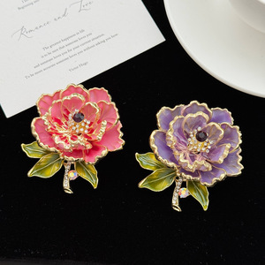 Broche de Lujo para Mujer, Diseño Exquisito de Flor de Peonía, Chapado en Oro Rosa, con Cristales y Diamantes de Imitación, Estilo Chino, para Compromiso - Product Image 5