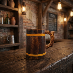 Handmade Eco-Friendly <b>Wood</b> Beer Mug Dark Natural Tankard Unique Design Modern Collectible Gift <b>Barrel</b> Cup by Taqi Craft - Product Image 5