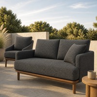 Housse de coussin pour chaise de jardin en tissu oléfine gris foncé 205 g/m² 150 cm, textile d'ameublement pour mobilier d'extérieur, anti-UV, hydrofuge