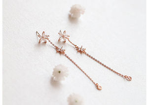 Pendientes largos de flores de Plata de Ley 925 a la moda para mujer, joyería llamativa de boda de estilo coreano con regalo de piedra de circón - Product Image 2