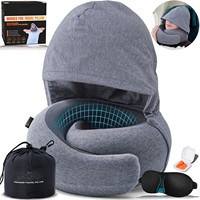Oreiller de voyage à capuche en mousse à mémoire de forme, ultra doux, bloquant la lumière, pour une intimité optimale, léger, kit de voyage pour avion et trajets.