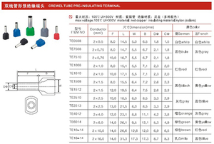 TE Vấu Đầu Cuối Hình Ống Đồng Mạ Thiếc Dòng Ống Cách Điện Hai Đầu Dây - Product Image 3