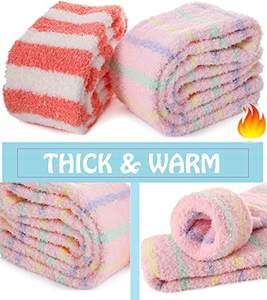 热卖过膝高条纹长袜蓬松舒适拖鞋羊毛礼品袜女式大腿高模糊袜子 - Product Image 6