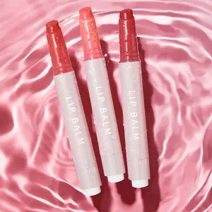 Menyesuaikan Lipgloss Bibir Montok Hidrasi Tinggi Tahan Lama Tekstur Sutra Vegan Alami Pink Private Label Tinted Lip Balm