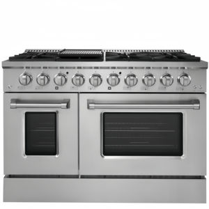 48 pouces 7,0 cu. Four encastrable avec plaque de cuisson à gaz 7 brûleurs et four à convection en acier inoxydable et relumière automatique - Product Image 1