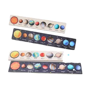 TS Planet Earth Matching Board Puzzle Solar System Cognitive Puzzle Game Wooden Kids Toys