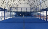 Terrain de padel panoramique avec éclairage LED 200W 400W pour jeu nocturne 20x10m, terrain extérieur/intérieur entièrement vitré