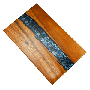 Tabla de cortar de nogal y resina negra, bandeja de servicio azul de resina para cocina, hecha a mano, nuevo diseño, 2023 - Product Image 2