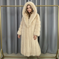 Manteaux en fourrure de renard véritable pleine longueur pour femmes, avec capuche en fourrure, décontractés, de luxe, épais, pour l'hiver, rembourrés en coton et polyester, vente en gros et au détail