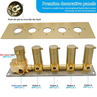 Robinet de douche thermostatique contemporain 4 voies en laiton poli bronze doré brossé, mitigeur de douche à 4 sorties