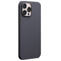 Coque de téléphone en fibre de carbone véritable à faible MOQ (1 pièce) pour 14 Pro Max, coque en fibre d'aramide avec grands trous