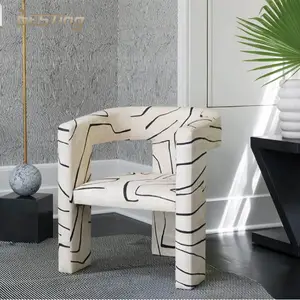 Gran oferta de muebles de comedor, silla de ocio de lujo moderna de tela de terciopelo de madera maciza para comedor y sala de estar
