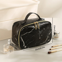 Sac Tendance 2024, couleur contrastée créative, grande capacité, motif marbré, fermeture à glissière, sac de voyage portable pour cosmétiques