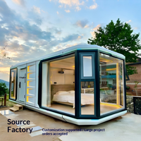 Maison miniature de luxe en conteneur, 11,5 m, maison capsule préfabriquée avec balcon, cuisine et salle de bain