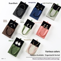 Boîte à bijoux portable en papier de type tiroir, en gros, en stock, avec éponge, logo personnalisé disponible pour l'emballage de colliers, bagues et boucles d'oreilles